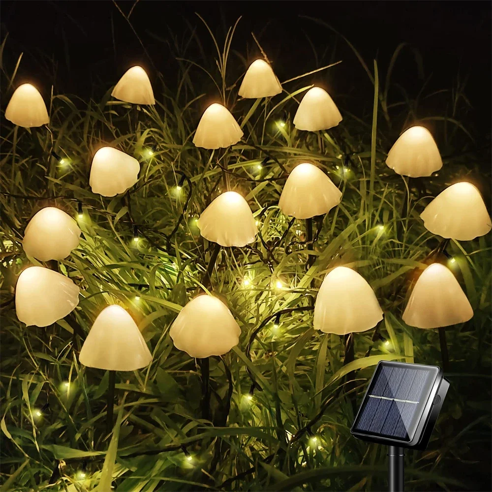 

Outdoor LED Solar String Lights Mushroom Lamp 8 Modes Fairy Path Lawn Landscape Garden Patio Garland Christmas Decoration