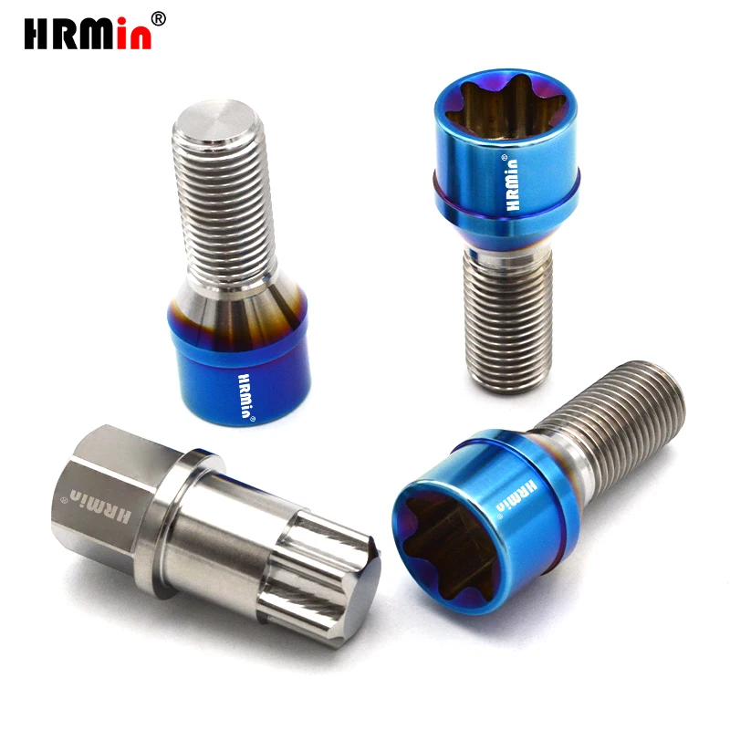 HRMin Gr5 titanium wheel bolt screws Torx cone seat  M14x1.5x28mm 20PS1key for Refitted VW AUDI Benz