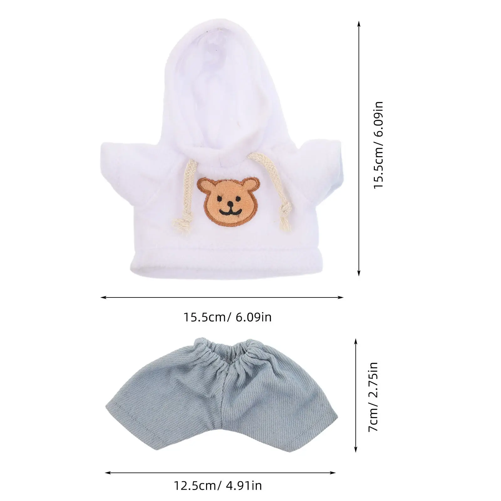 4Pcs Bear Clothes Set Hoodie Denim Pants Fit 20Cm 8Inch Stuffed Animals Create Small Bear Clothes Outfit Toy Clothing