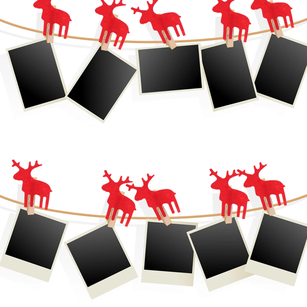 

30 Pcs Christmas Photo Clips Lovely Paper Holder Cartoon Elk DIY Wall Clip Holiday Decor Mini Clothespins Wooden Pins