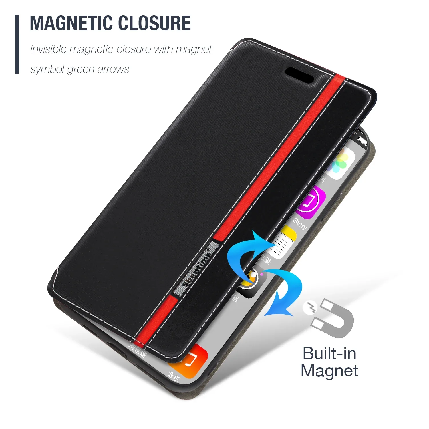 For Doogee S200 Case Fashion Multicolor Magnetic Closure Leather Flip Case Cover with Card Holder 6.72 inches