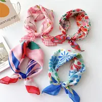 Sunscreen Head Scarf Cotton Linen Square Scarf Women Floral Peach Neck Scarf Fashion Decorative Neckerchief Hairband 58*58cm - Image 6