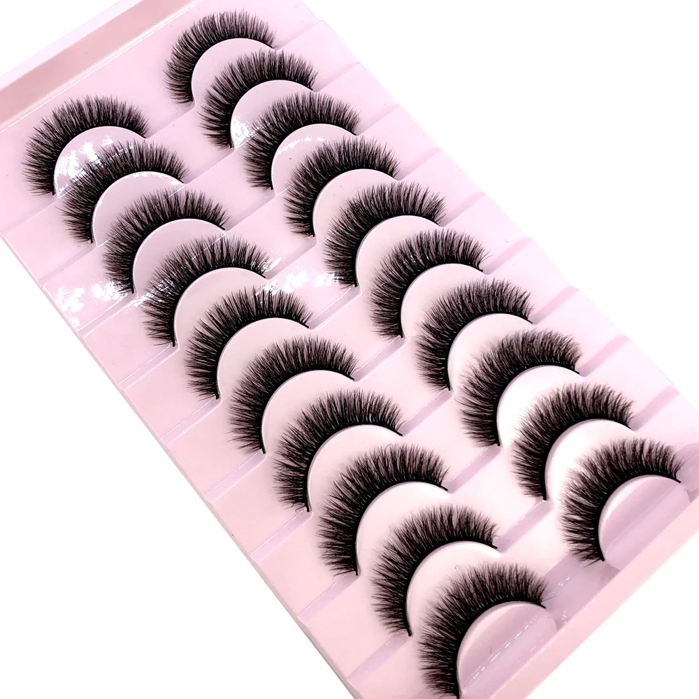 Neue 10 Paar 3D Faux Nerz Haar Falsche Wimpern Natürliche Unordentliche Wimpern Kreuzmuster Wispy Flauschige Wimpern Verlängerung Augen Make-Up-Tools – Detail 8