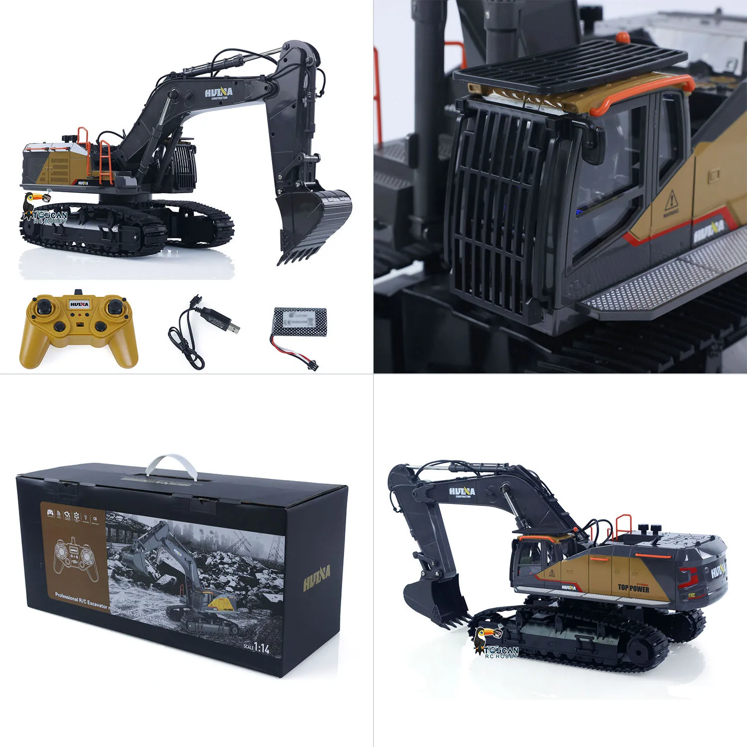 

HUINA 1/14 Tracked RC Excavator Remote Control 1592 RTR RC Trucks Model 2.4GHz Light Sound Outdoor Toys Boys Gifts TH18065