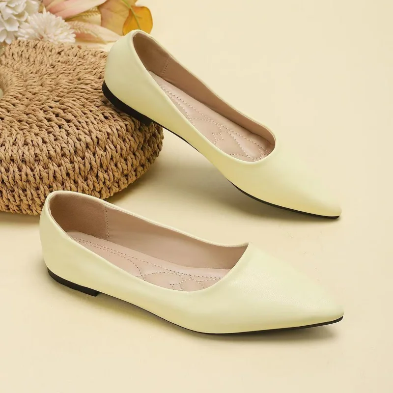 Fashion Summer Solid Color Flat Sandals Shallow Mouth Pointed Toe Lightweight Non-Slip Breathable Casual Women's Shoes