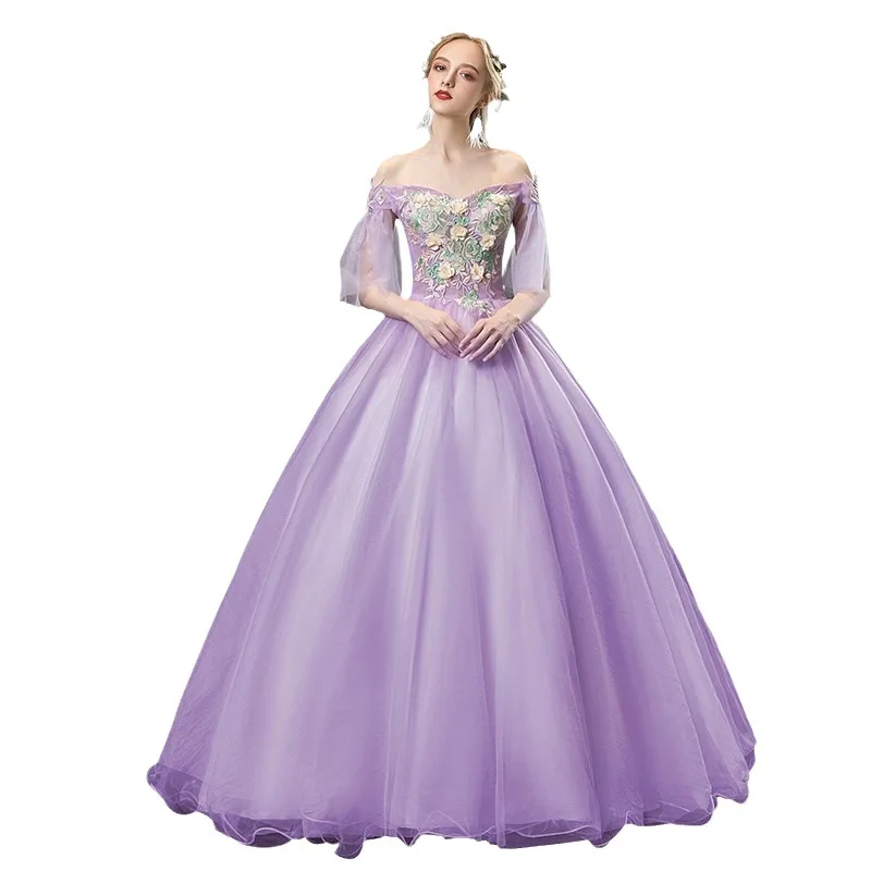 Nowa damska suknia ślubna z jednym ramieniem, haftowana, suknia wieczorowa, modna, wyszczuplająca sukienka z dużym zamachem na Nowy Rok, dla prezydenta.