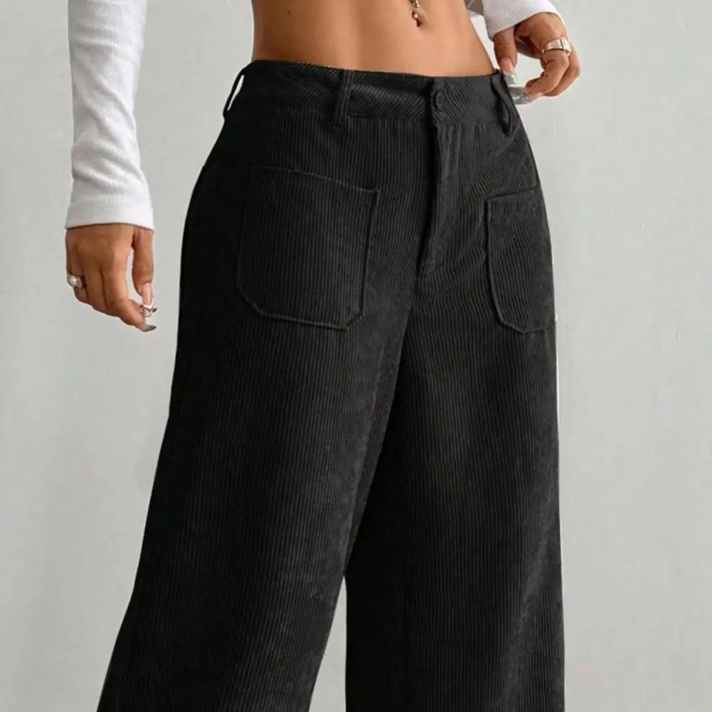 سروال قصير للنساء بالازو بأزرار سفلية عالي الخصر ثنيات بدلات سروال مكتب سيدة فضفاض بنطلون مستقيم غير رسمي #1