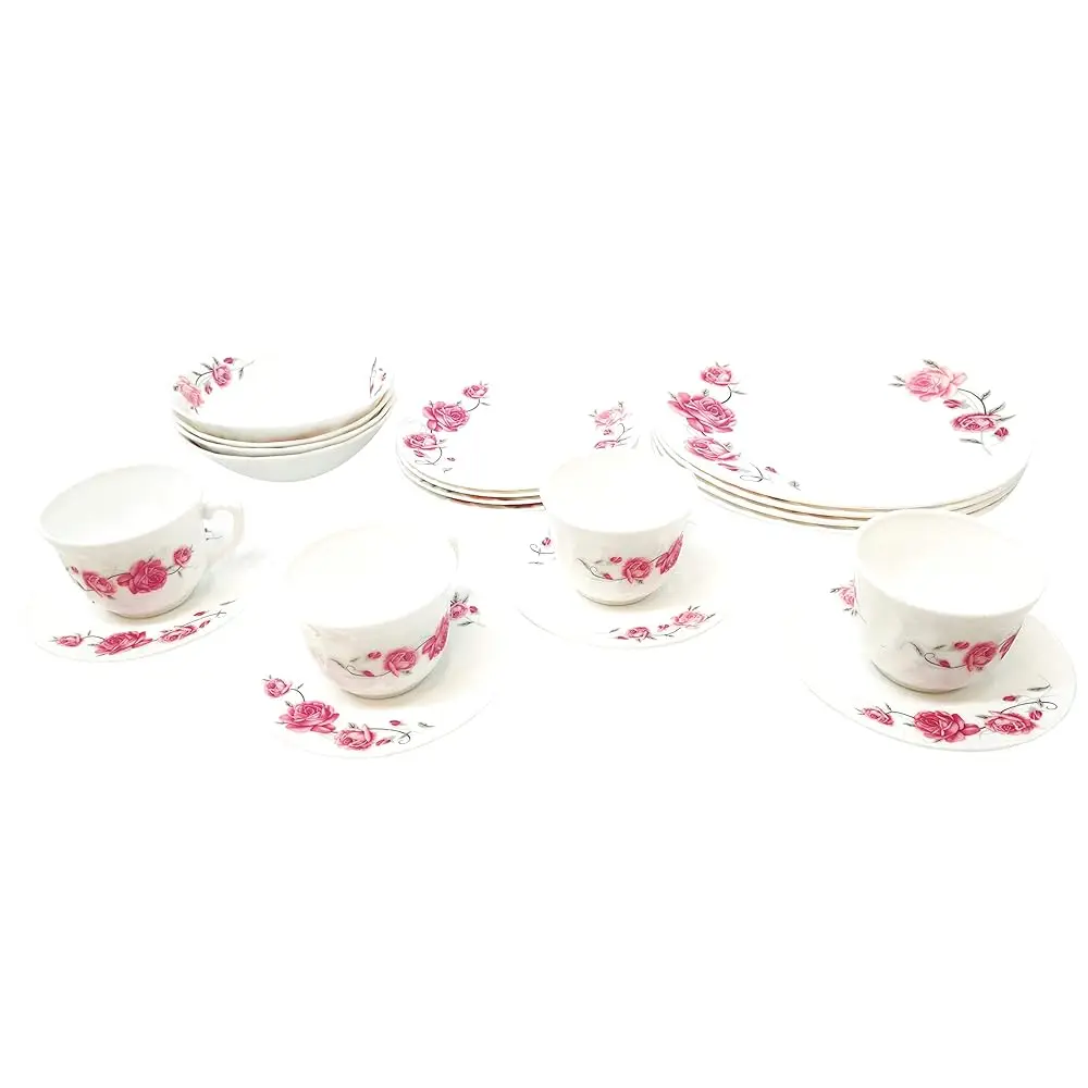 

Unique Design 20 Piece Kitchen Dinnerware Set, 4 Dinner Plates, 4 Side Plates, 4 Bowls, 4 Teacups & Saucers Set, Service For 4