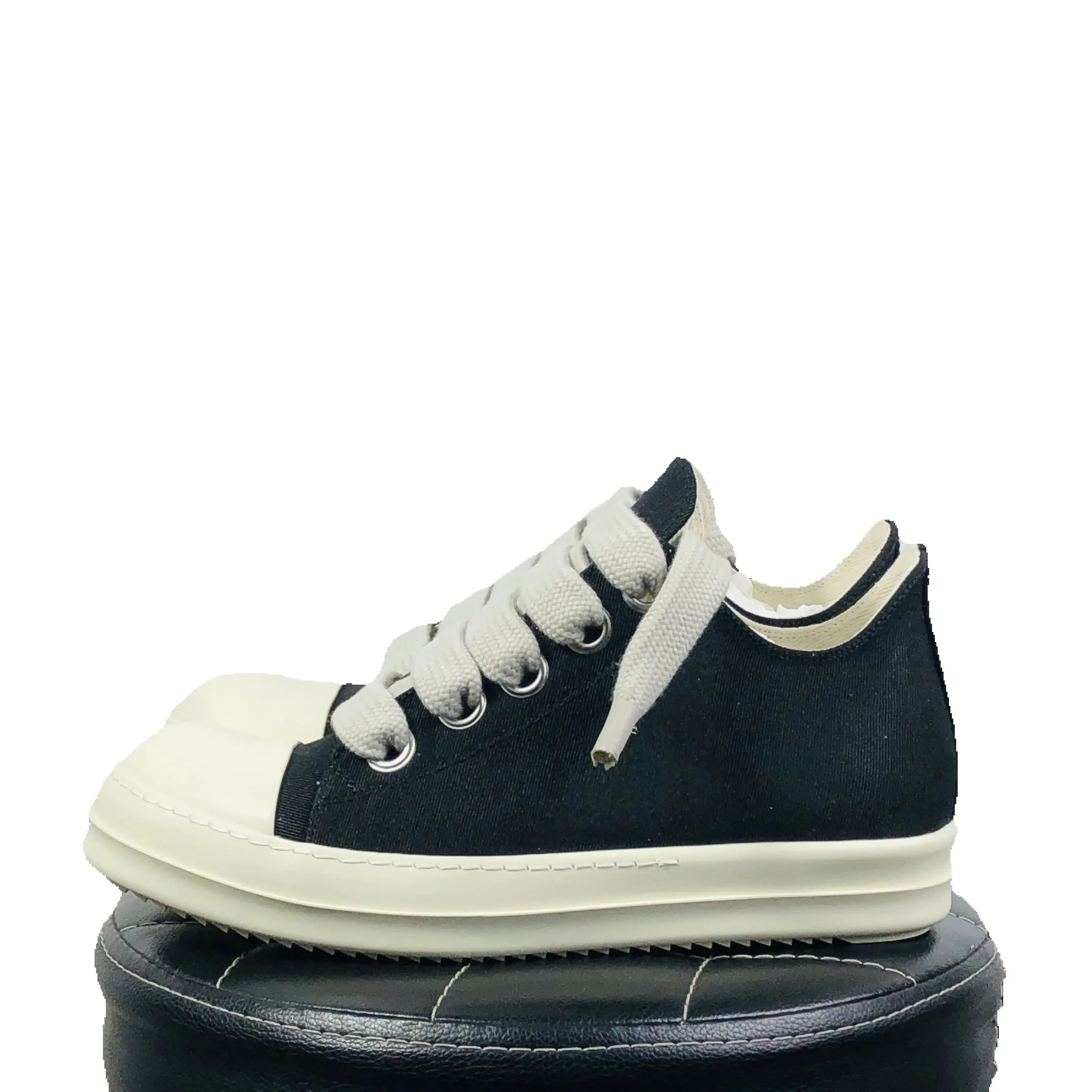 

Men Women Low Top Shoes Casual Canvas Jumbo Lace Up Luxury Trainers High Street Autumn Thick Flats Black Shoe Sneakers