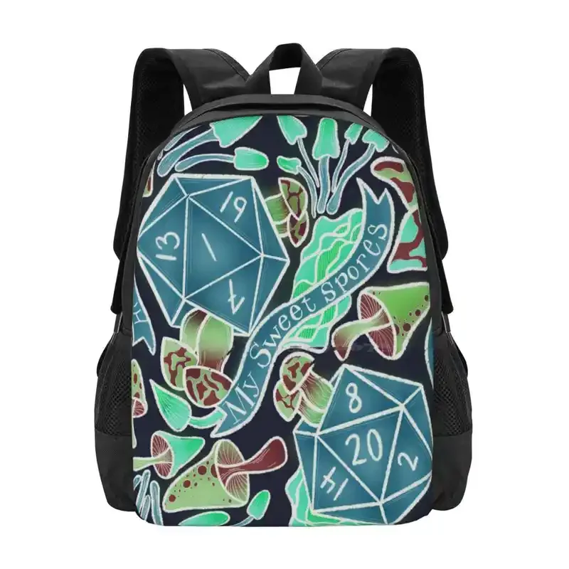 

Moonshine Cybin Fungal Form Pattern Hot Sale Schoolbag Backpack Fashion Bags Moonshine Cybin Mushroom Naddpod Dice Campaign Not