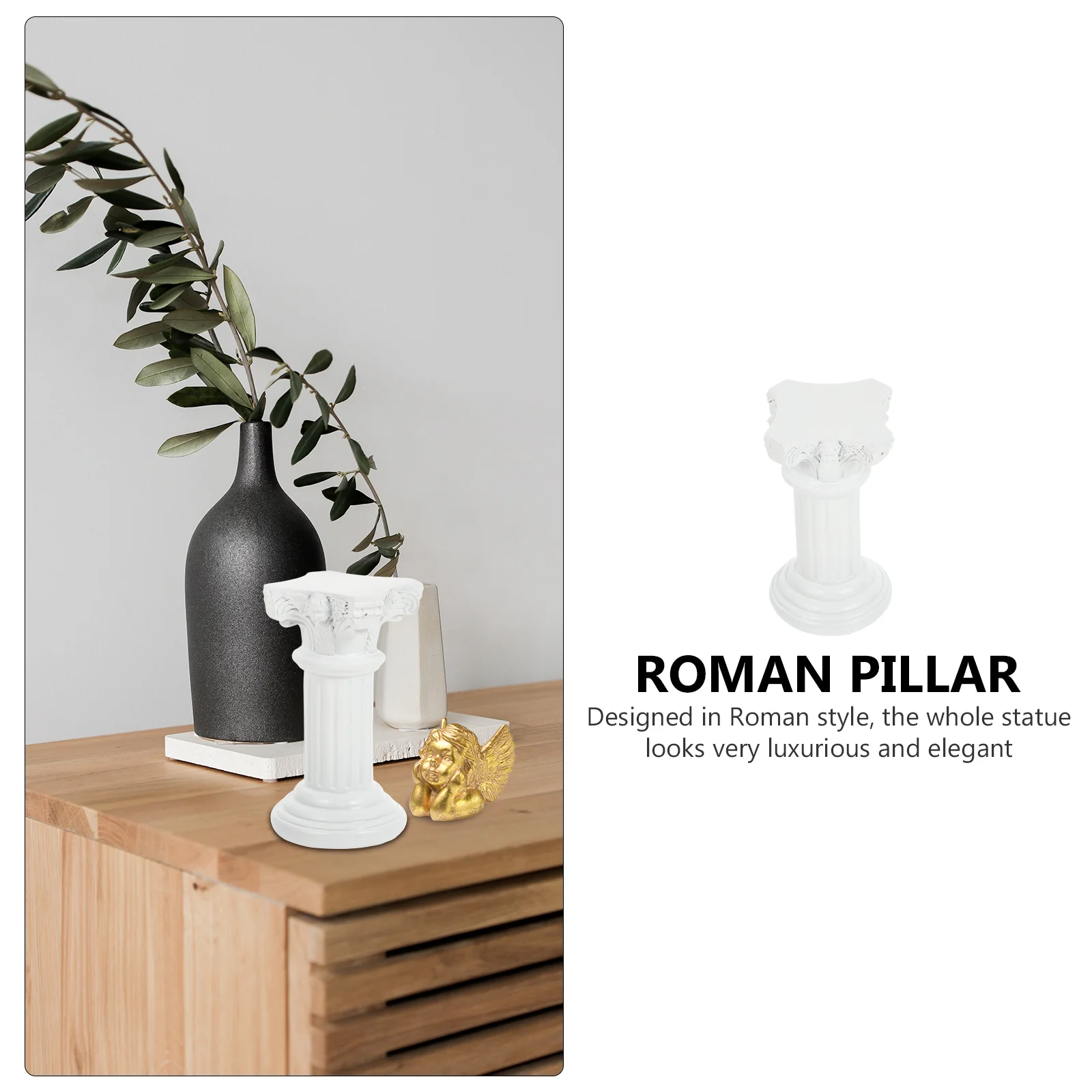 Pilar romano de resina ornamental, decoración elegante blanca para el hogar, balcón, jardín, boda, adorno de resina de Pilar romano, 1 Uds.
