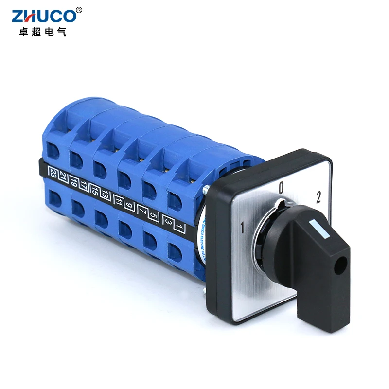 ZHUCO SZW26/LW26-25 3 Positions 6 Phase 24 Terminals Screw 660V 25A 48x48Mm Panel Selector Control Rotary Changeover Cam Switch