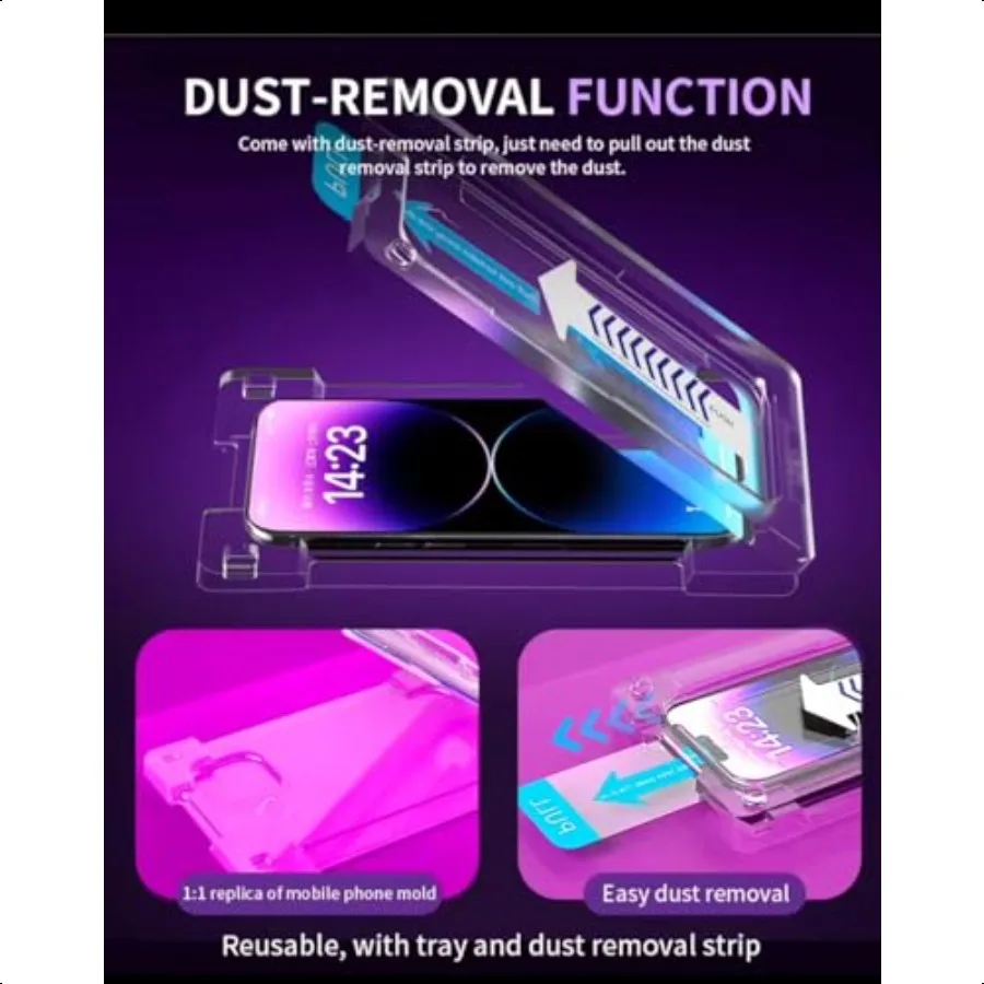 ماجيك ديفيل [عبوة من قطعتين] [4 عبوات] EZ FRAME 9H واقي شاشة من الزجاج المقوى عالي الدقة سهل التركيب لهاتف iPhone 16 Pro Smart