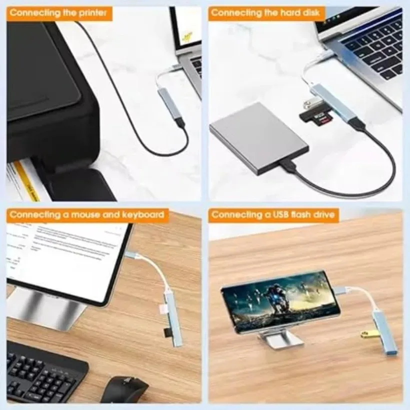 4 Port USB 3.0 /Type C Hub Splitter Adapter High Speed 5Gbps OTG for MacBook Pro 13/15 Air Xiaomi Huawei PC&Computer Accessories