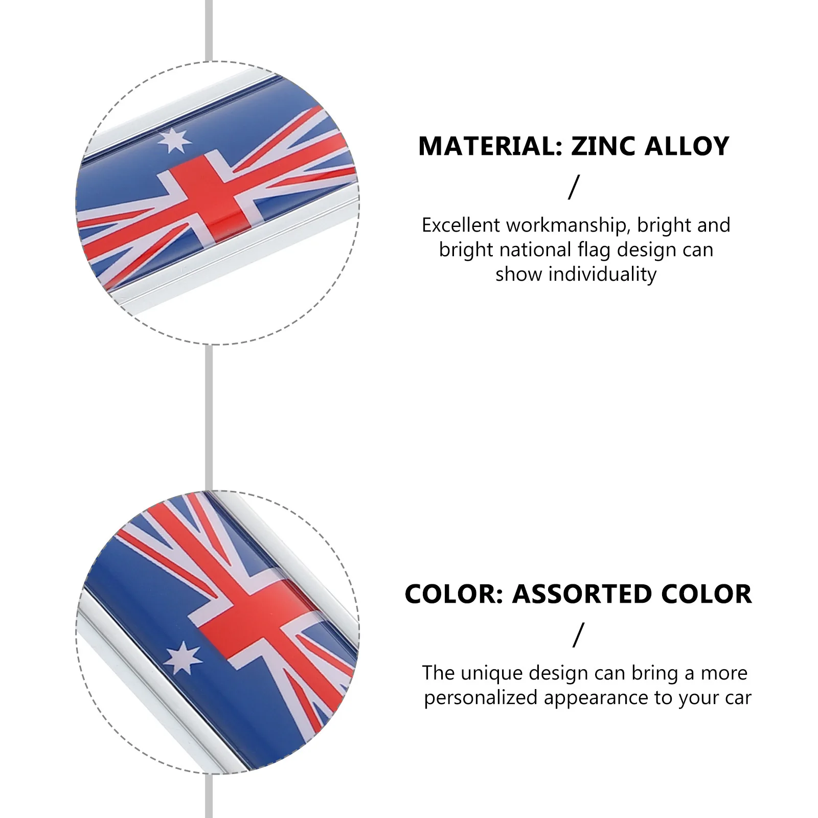 

2pcs Metal Car Sticker National Flag Design Strong Adhesion Waterproof Auto Body Decoration Decal Styling Accessories