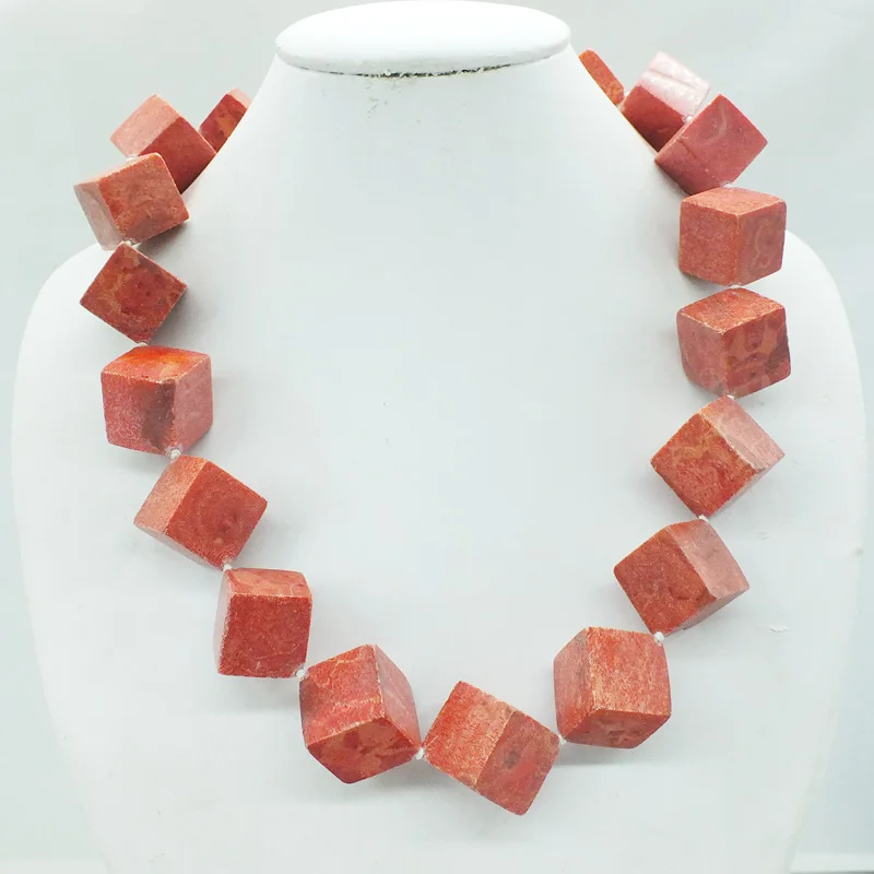 

1pcs 20mm huge sponge red coral necklace 22"