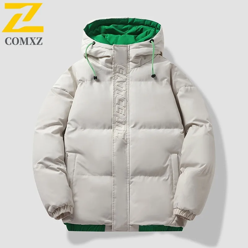 

COMXZ Мужская стеганая куртка, повседневная утолщенная теплая парка с капюшоном для альпинизма, повседневная ветрозащитная зимняя хлопковая куртка для пешего туризма