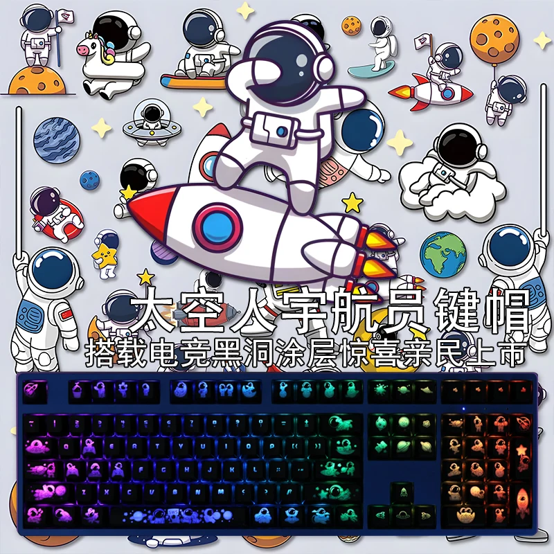 1 Set Astronaut Backlit Keycaps PC Coating For Logitech G610 Razer BlackWidow Huntsman Corsair K70 K95 Key Caps