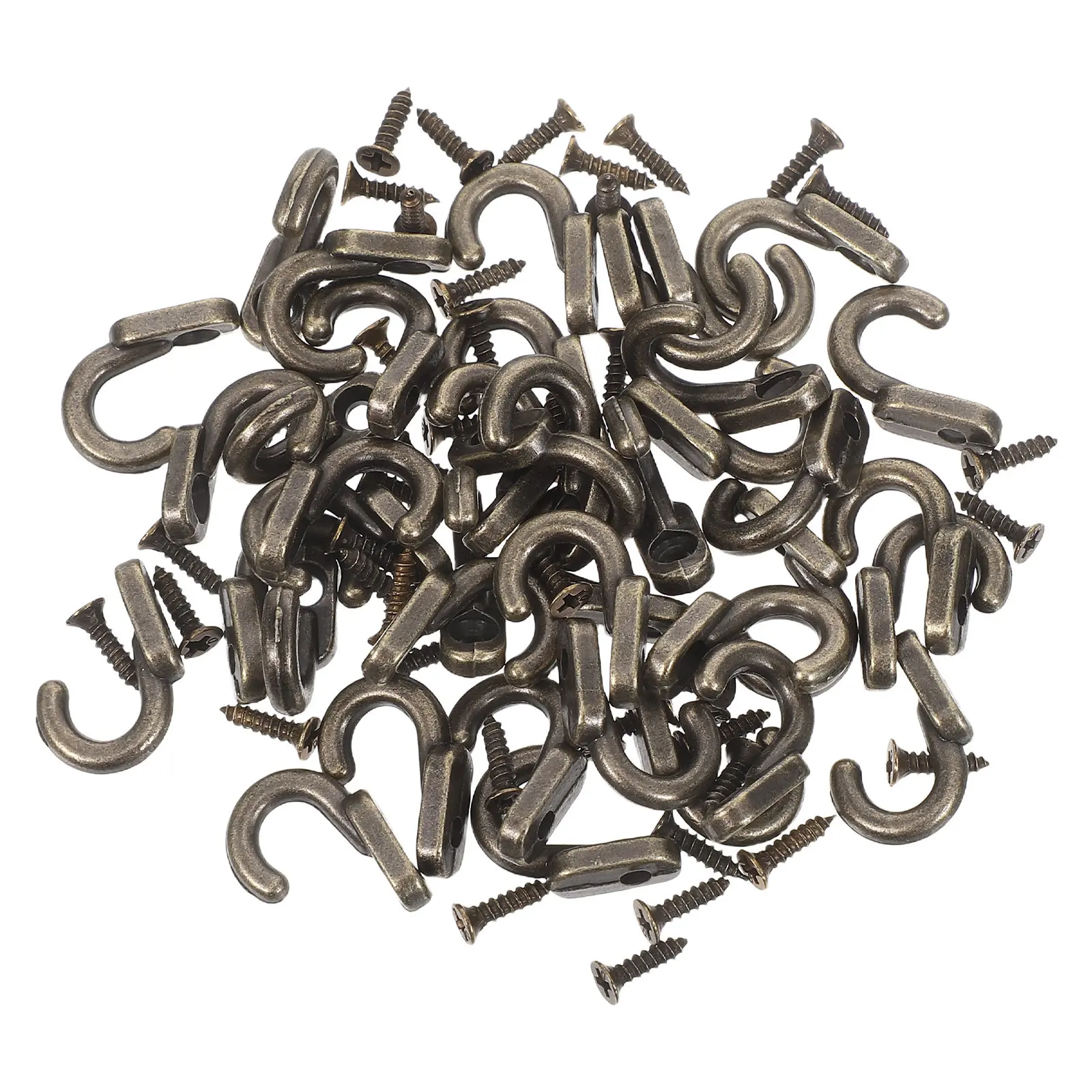 40Pcs Vintage Wall Coat Hooks Metal Small Brass Hanging Hooks Heavy Duty Retro Decorative Hat Clothes Organizer Entryway Western