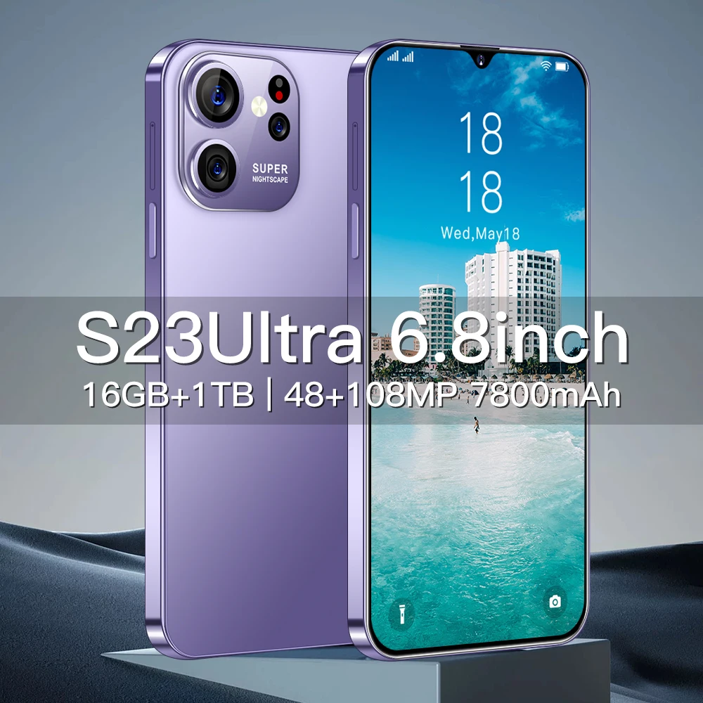 World Premiere S23ultra Smartphone Global Version Dimensity 9000 NFC 120Hz Turbo Charging 7800mAh Battery Android 5G Cell Phone