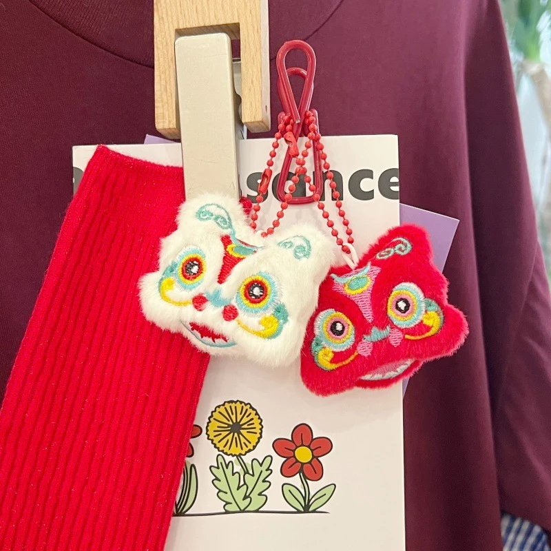 Leão dança brinquedo de pelúcia chaveiro dos desenhos animados ano novo boneca de pelúcia pingente carro chaveiro mochila saco decoração presente do miúdo