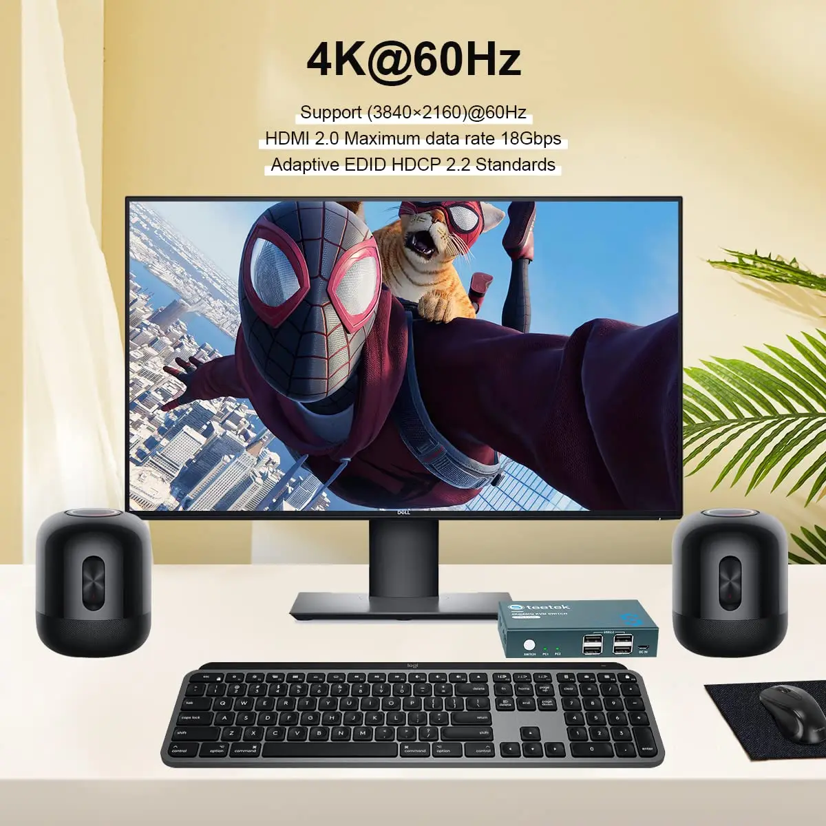 Przełącznik KVM 4Kx2K HDMI 16-portowy z kablami Przełącznik KVM do montażu w stojaku Obsługa HDCP EDID dla Windows Linux Mac Debian Ubuntu USB2.0