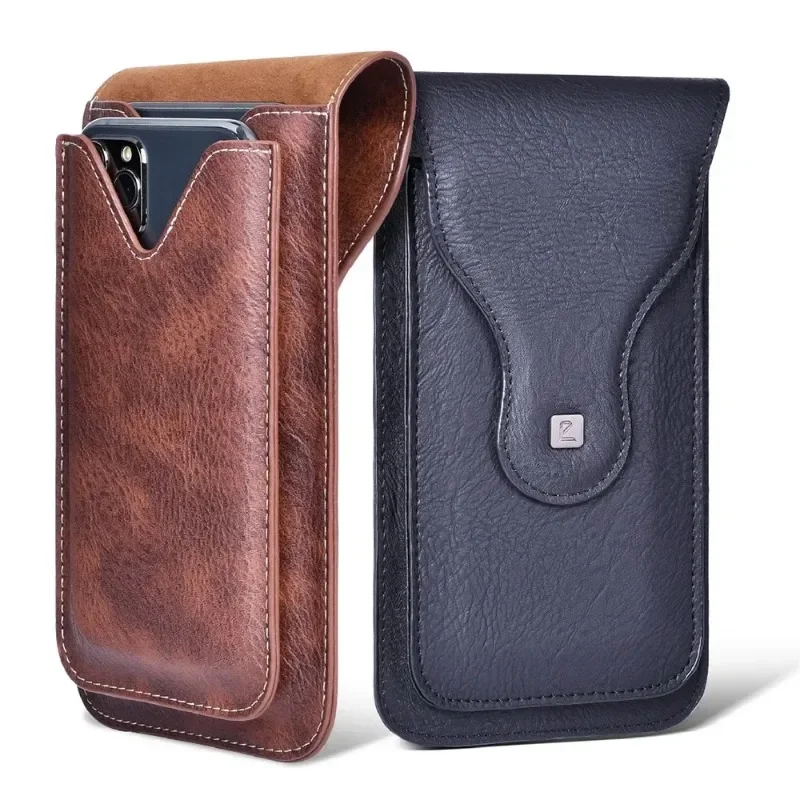 Custodia per cellulare Vintage Cover Pack uomo marsupio in pelle PU con clip a gancio fondina per telefono borsa da viaggio per cintura da trekking