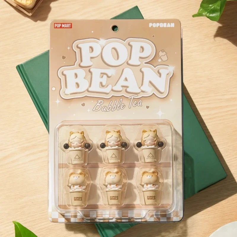 Mini muñecas originales de la serie Pop Bean Dubble Tea, figura de acción bonita SP Dimoo, adorno de escritorio limitado, colección de regalos para niñas