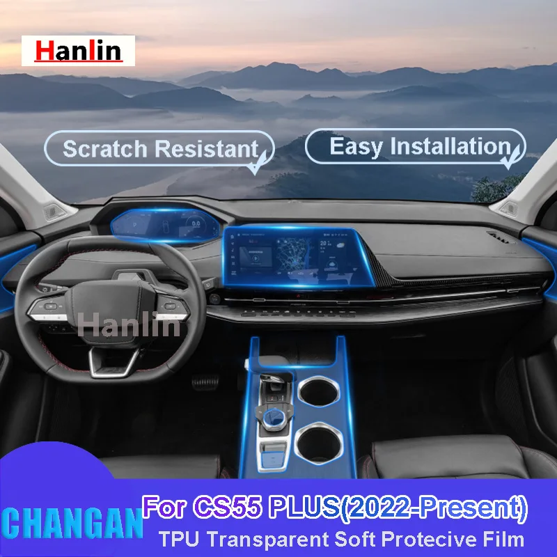 

For CHANGAN CS55 PLUS (2022-Present) Car Interior Center Console Transparent TPU Protective Anti-scratch Repair Film Car Sticker