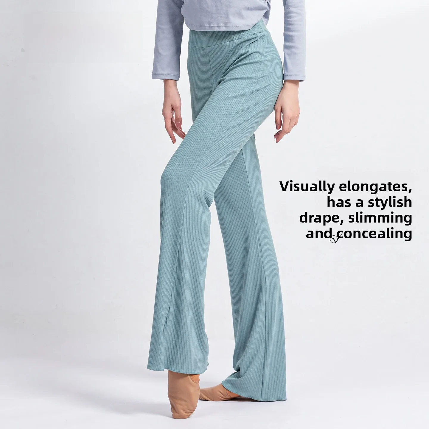 modern-dance-pants-women's-micro-flared-texture-long-pants-ice-cool-ballet-practice-yoga-fitness-pants-breathable-medium-elastic