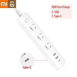 Xiaomi MIjia Power Strip 20W Fast Charge mi Home Electronics 2 USB 1 type-C Interface Extension Socket Plug EU UK US Adapter