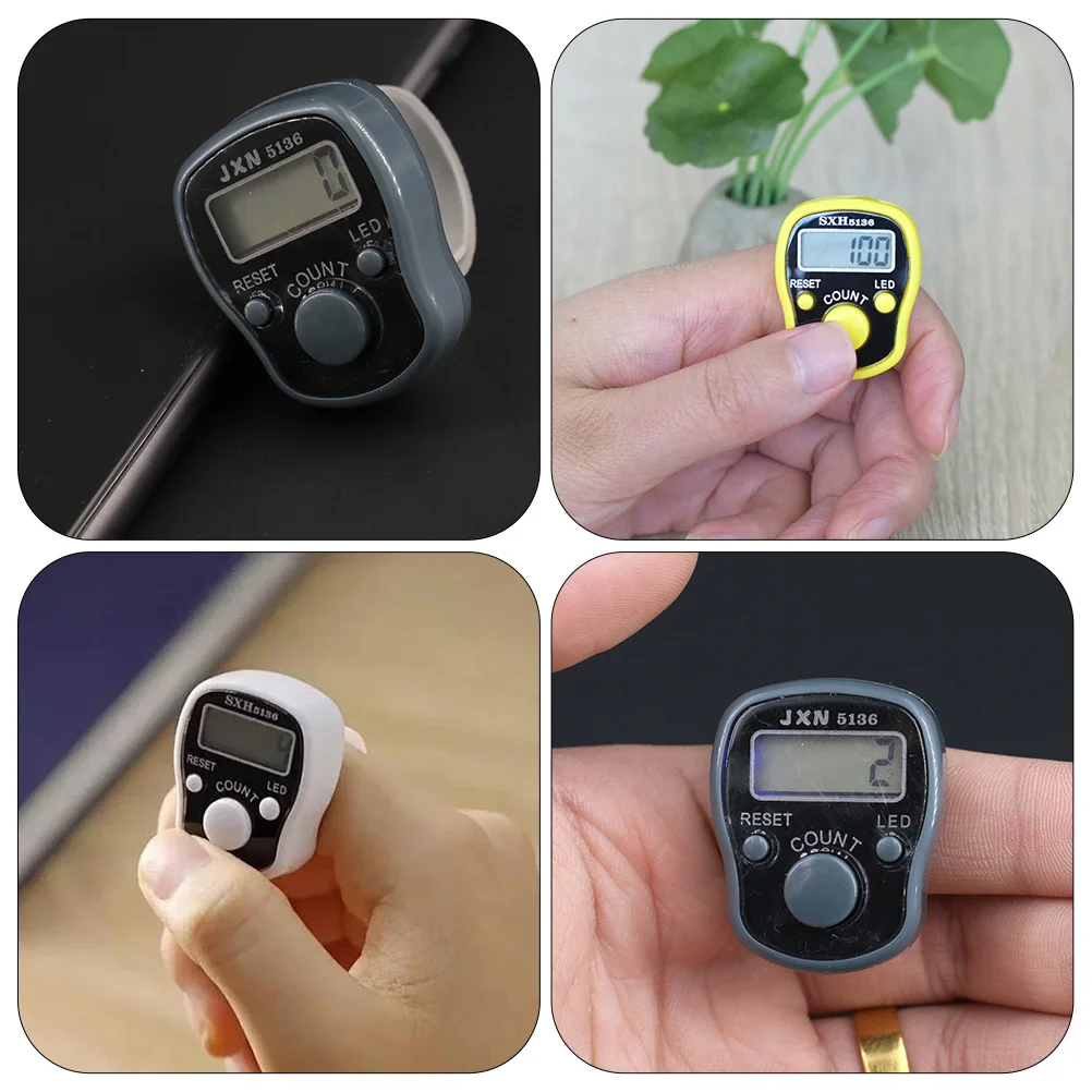 2 Pcs Digital Display Finger Counter Number Beads Handheld Electronic Plastic Ring Counters