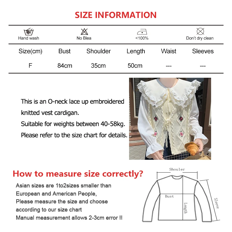 Women Vintage Embroidered Lace Up Knit Vest Fall O-neck Sleeveless Sweater Cardigan Winter New Preppy Style Loose Solid Crop Top