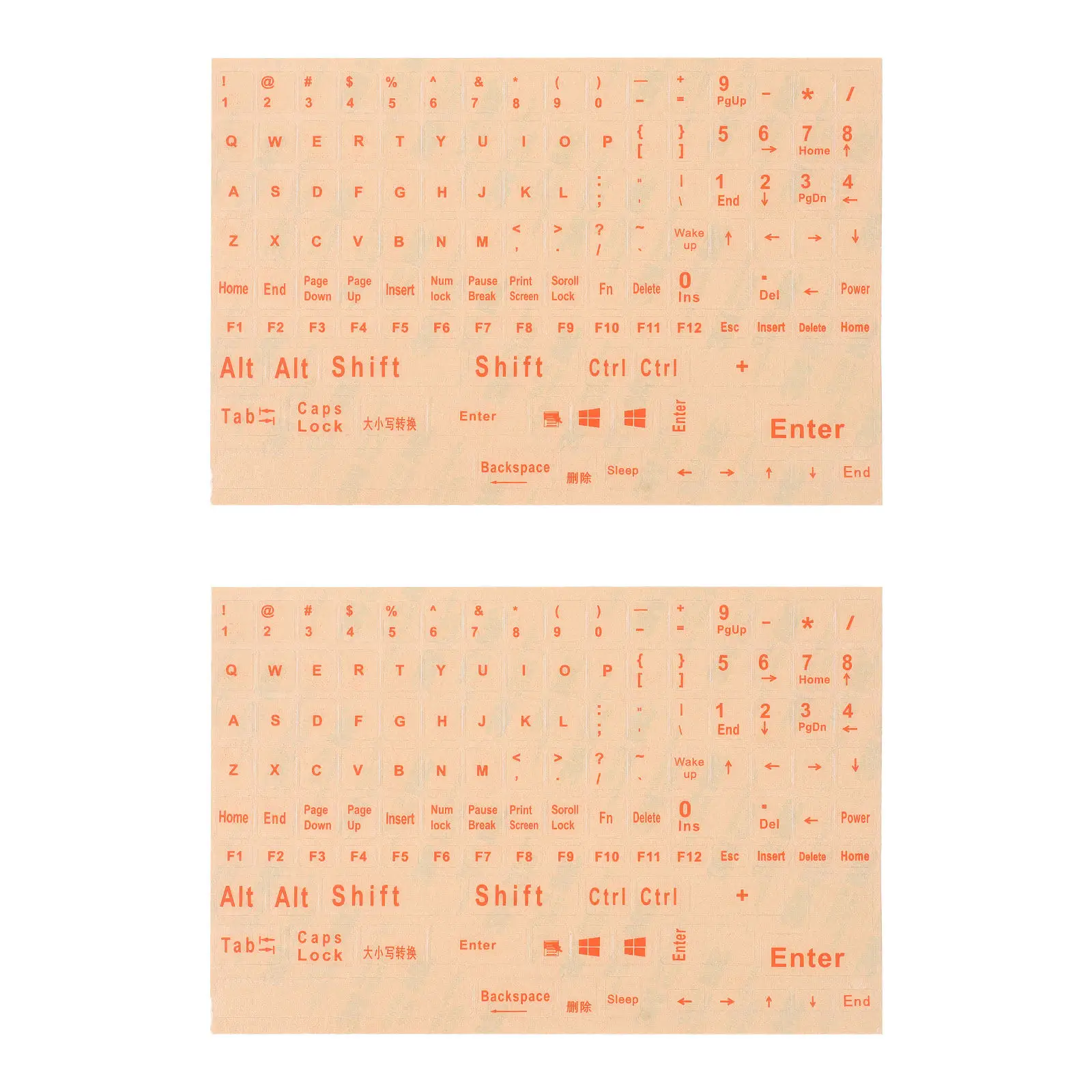 2Sheets Laptop Keyboard Stickers English Letters Full Key Coverage Self Adhesive Removable No Residue Professional Grade Clear