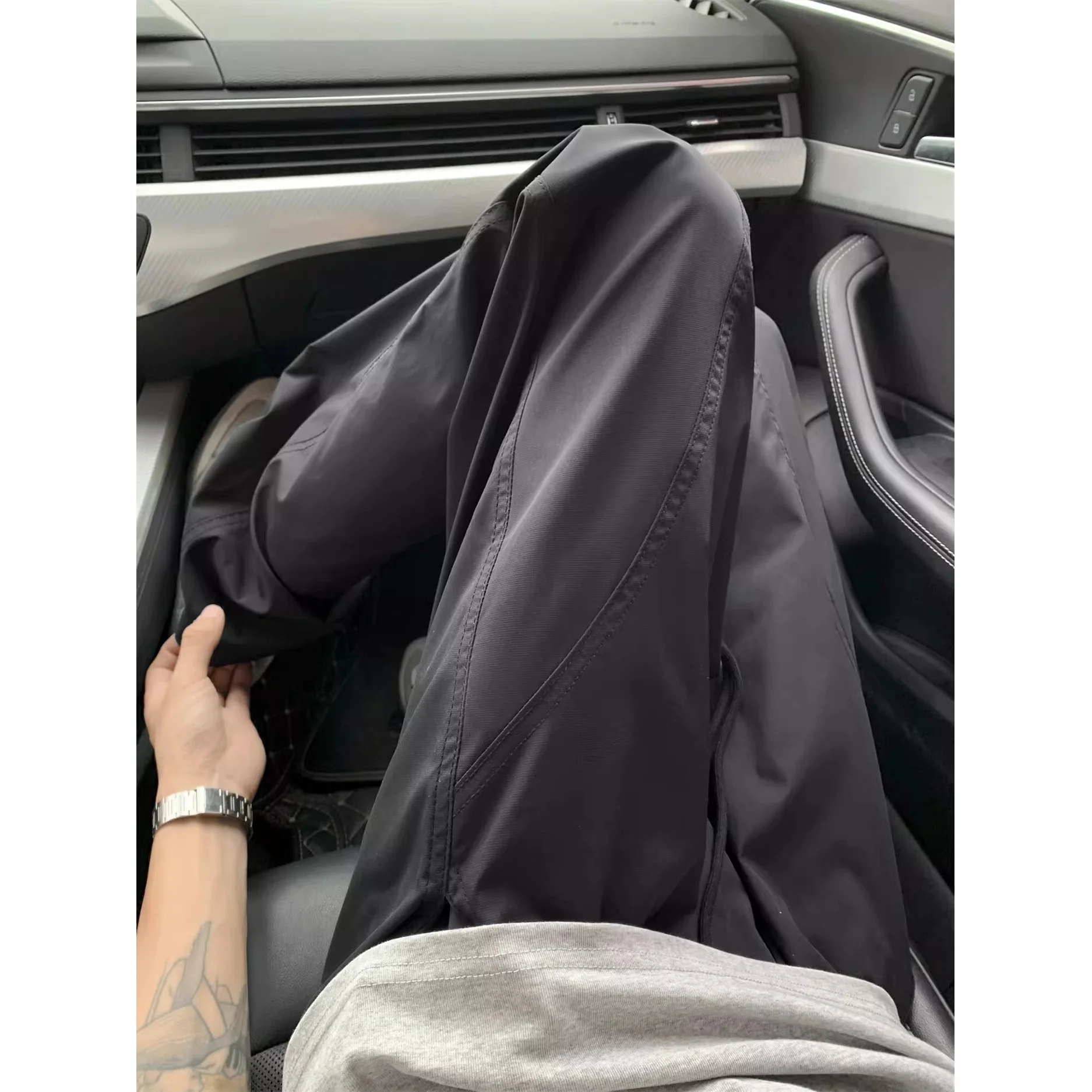 

Мужские брюки в американском стиле хаки: модные, брендовые, с деконструированным кроем, драпировкой и 3D-декором, повседневные, широкие штанины