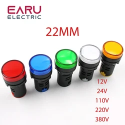 Indicator Signal Lamp Light Waterproof ad16-22ds 22mm AC/DC 12V 24V 110V 220V 380V Red Green Yellow Blue White LED Bulbs 20mA