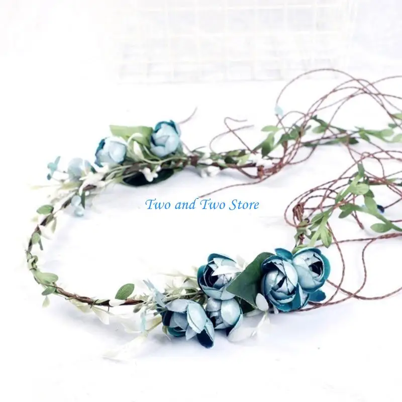 HX6F Colorful Flower Hairband Eye Catching Model Show Tiaras Bride Styling Headband