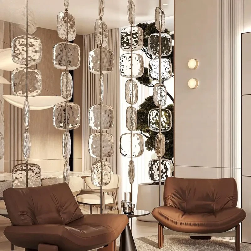 for Customized Large Scale Textured Glass Partitions Modern Art Room Divider Chandeliers for Hotel Lobbies Resorts Luxury