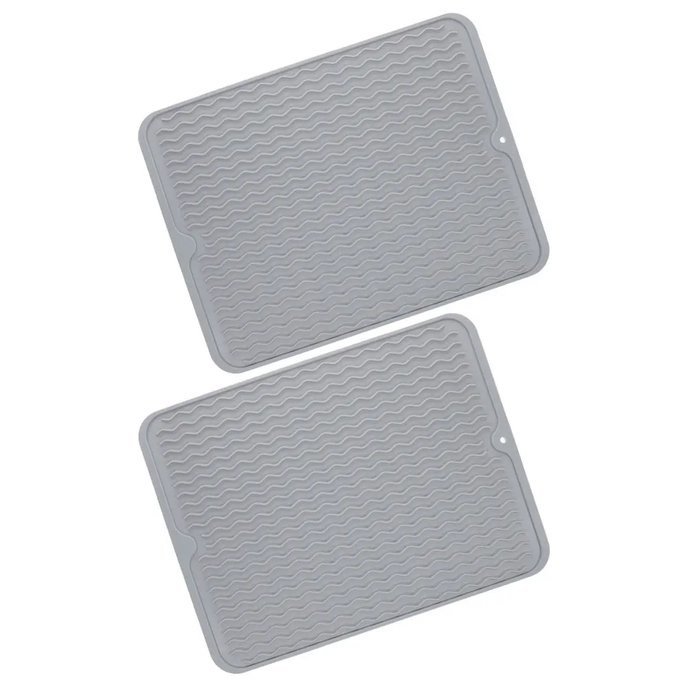 

2pcs Silicone Dish Drying Mat Large Kitchen Tableware Mat Non-Slip Drying Cushion For Cups Plates Bathroom Counter