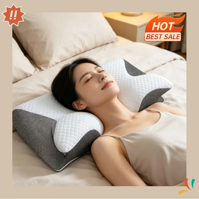 Sleep Memory Pillow Butterfly Memory Foam Neck Pillows Contoured Sleep For Neck Pain Relief Stomach Support Comfortable Pillow
