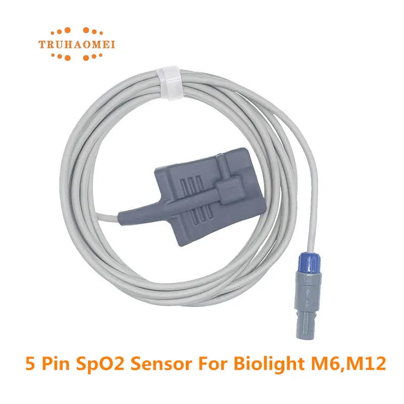 For Biolight EDAN SpO2 Sensor 5 Pin Digital Tech M6 M12 Adult Finger Pediatric Siliconetip Neonates Veterinary Heart Rate Probe