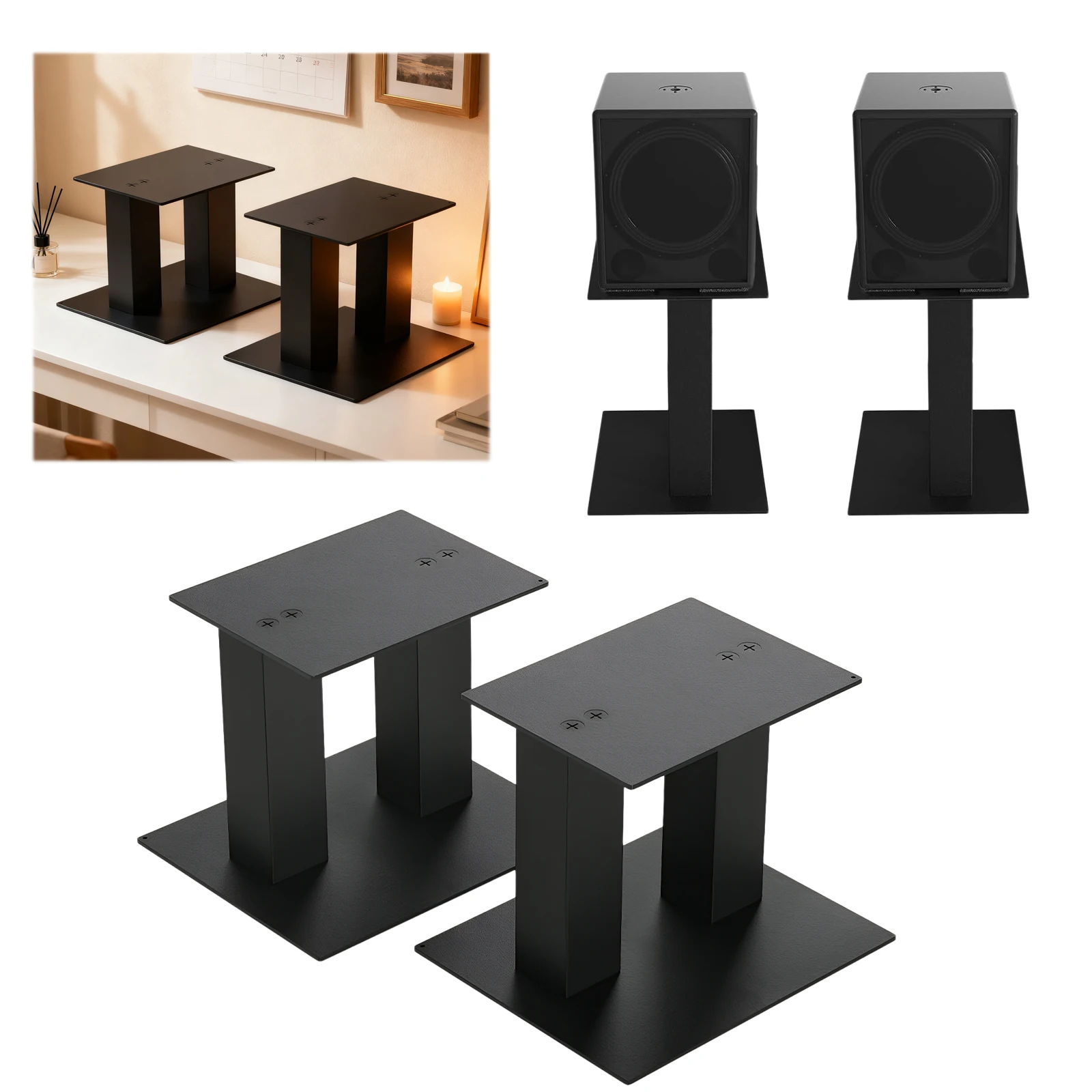 

1 Pair Desktop Speaker Stands Up To 25Lb Bookshelf Speaker Stand for Small/Medium Bookshelf Speakers