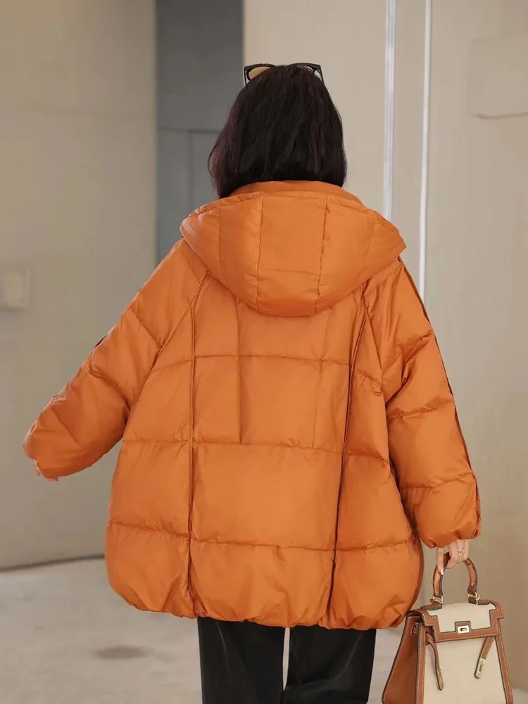 2023 Off Season New Down Jacket Women\'s Medium Long Hooded Large Loose Korean Thickened White Duck Down Winter Coat