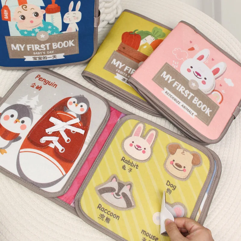 Montessori Busy Book Baby Early Education Kids Learning Activities Puzzle Toy Animal Cloth Book forBaby Sensory Toys Quiet Books