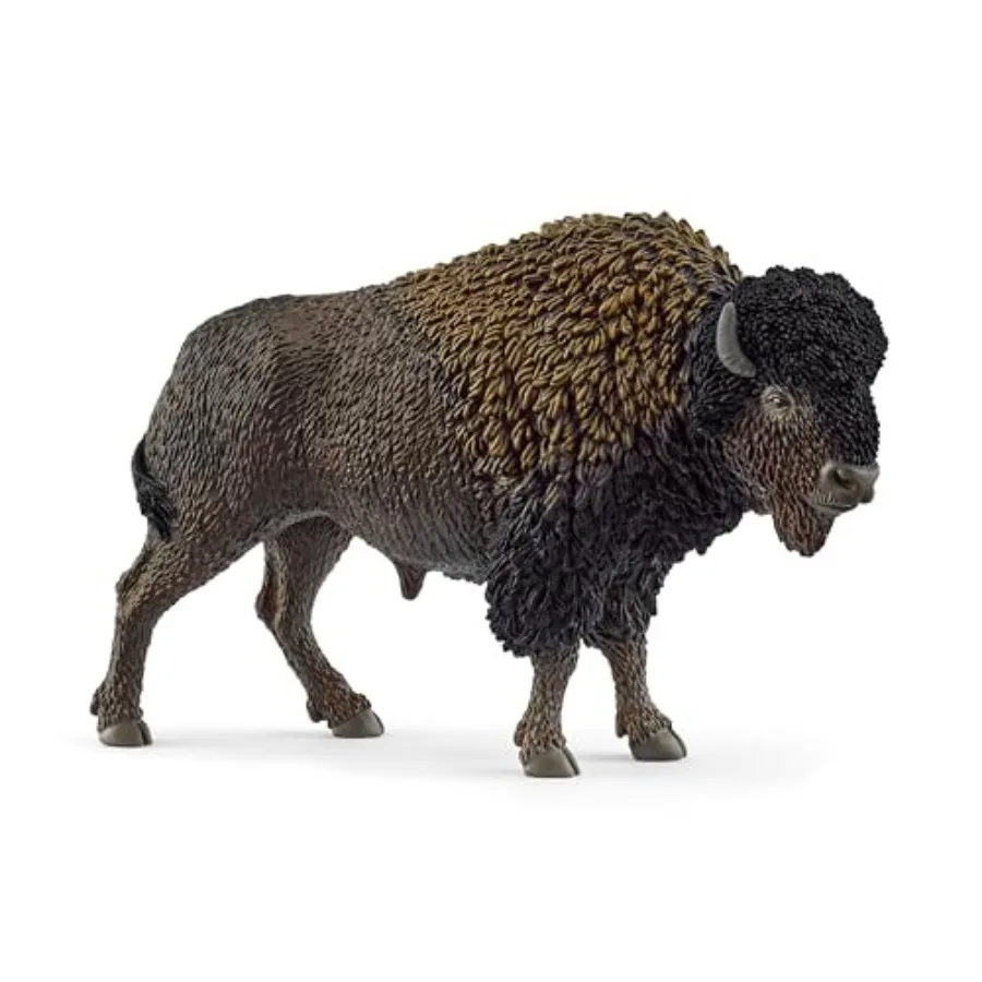 

Wild Le - 5" North American Bison Figure - Realistic Buffalo Toy with Shaggy Coat and Bull Horns - Durable Animal Figurine for