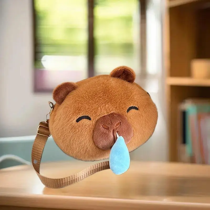

Cuddly Capybara Plush Crossbody Bag Girls Cartoon Themed Large Capacity Gift