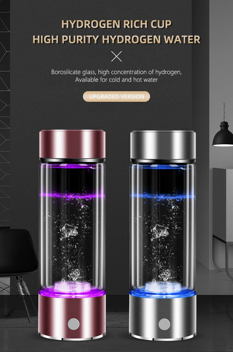 Hydrogens Rich Water Bottle lonizer Alkaline Generator Portable Healthy Cup USB Rechargeable Anti-Aging Hydrogens Water 350ml