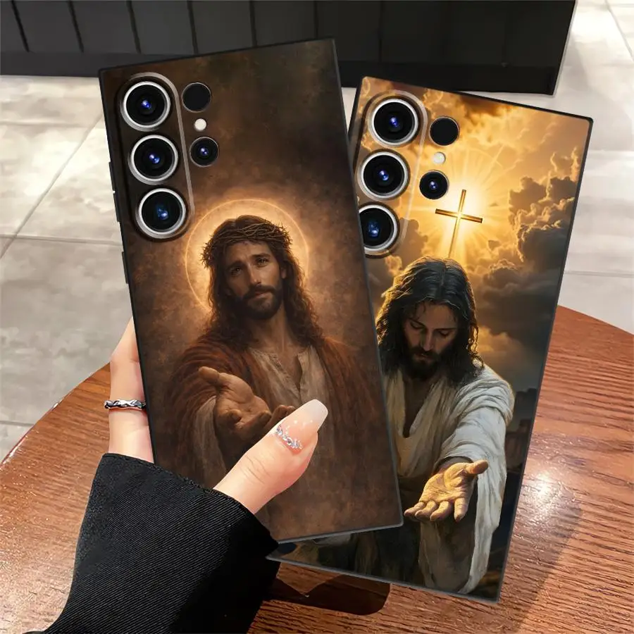 Case for Samsung Galaxy S26 Ultra Note 20 8 9 10 S21 FE S20 Ultra S23 S10 S9 S24 S25 Plus Funda Phone Cover Creative Jesus Art