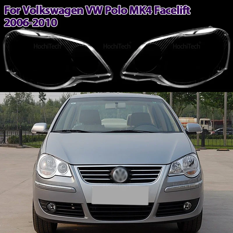 For Volkswagen VW Polo MK4 facelift 2006-2010 Auto Front Headlight Cover Transparent Glass Headlamps Lampshade Lamp Shell Masks