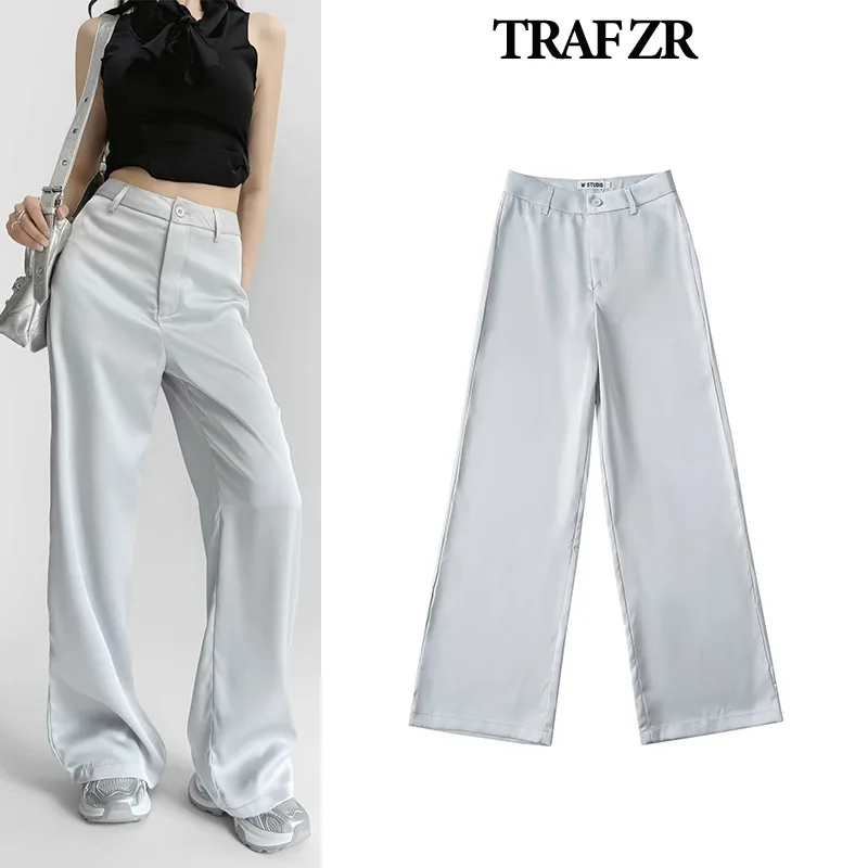 

TRAF ZR Woman Trousers Solid Minimalist Y2k Pants for Women Basics New in Trousers and Pants Summer Vintage Harajuku Pants